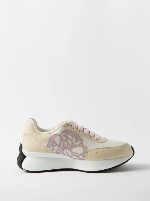 Sprint Runner Leather Trainers - Womens - Pink Multi