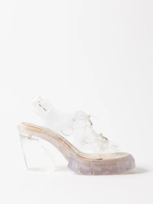Faux Pearl And Crystal-embellished Jelly Sandals - Womens - Clear