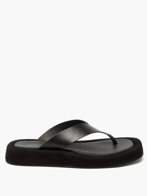 Ginza Leather And Suede Sandals - Womens - Black