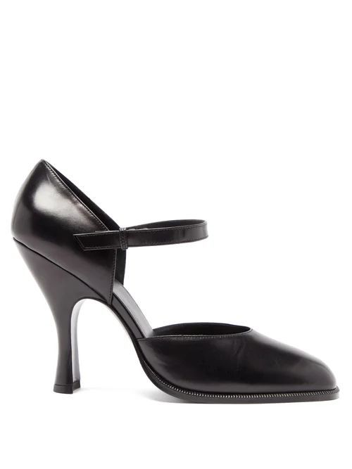 Square-toe Leather Mary Jane Pumps - Womens - Black
