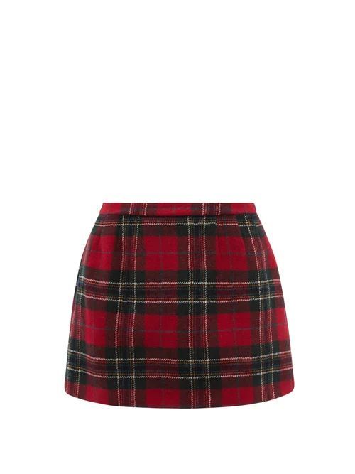 Wool-tartan Mini Skirt - Womens - Red Print