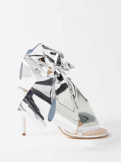 Bow 100 Metallic-leather Sandals - Womens - Silver