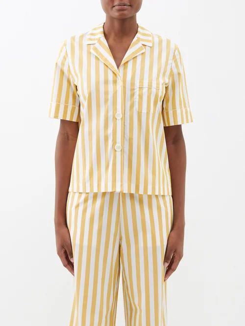 Orangeade Striped Cotton Shirt - Womens - Yellow Stripe