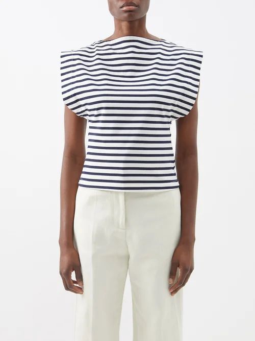 Breton-stripe Cotton-jersey T-shirt - Womens - Navy White