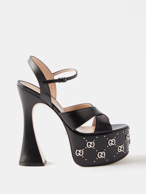 Janaya Gg-studded Leather Platform Sandals - Womens - Black