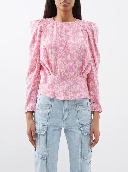 Zarga Floral-print Silk-blend Crepe Blouse - Womens - Pink Multi