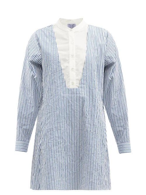 Victoria Striped Cotton-poplin Shirt Dress - Womens - Blue White