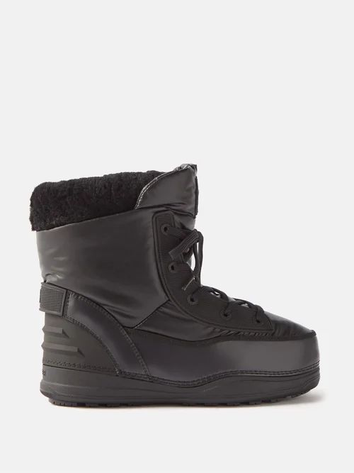 La Plagne 2 Fleece-lined Faux-leather Snow Boots - Womens - Black