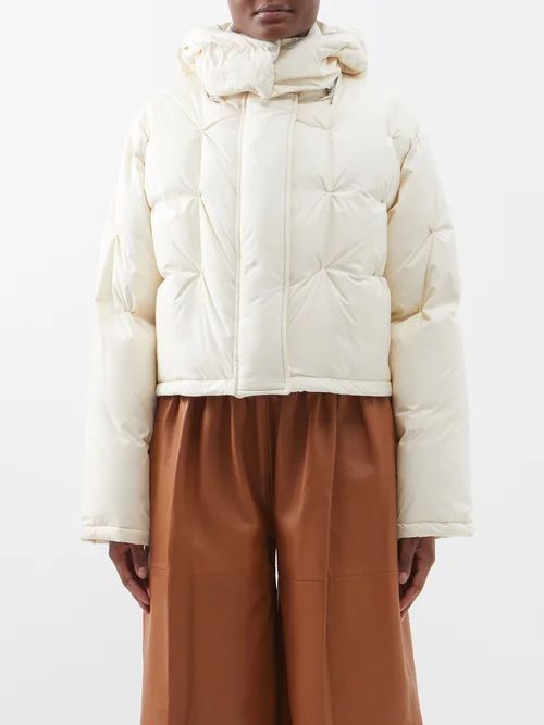 Hooded Quilted Cropped Jacket - Womens - Ivory