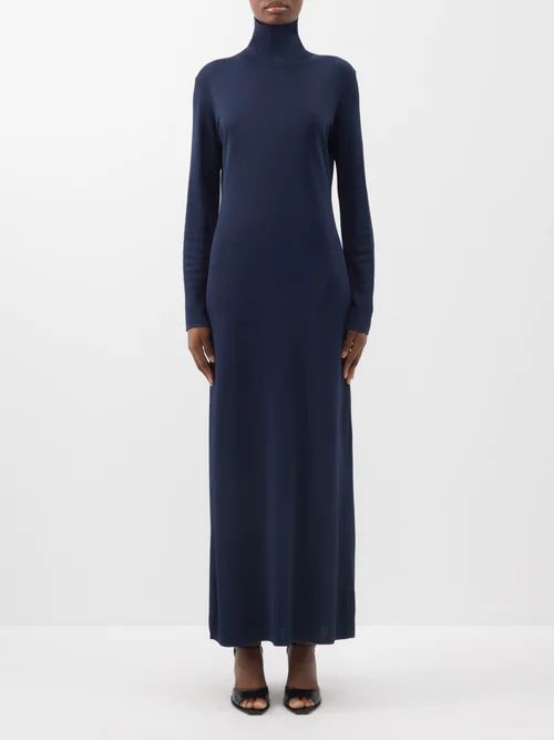 Alicho High-neck Jersey Gown - Womens - Navy