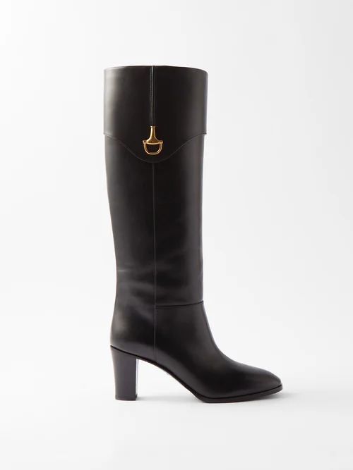 Horsebit 75 Leather Knee-high Boots - Womens - Black