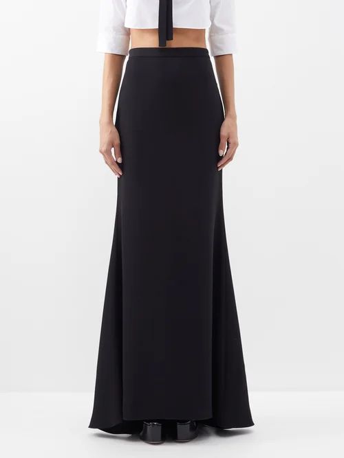 High-waist Silk Maxi Skirt - Womens - Black