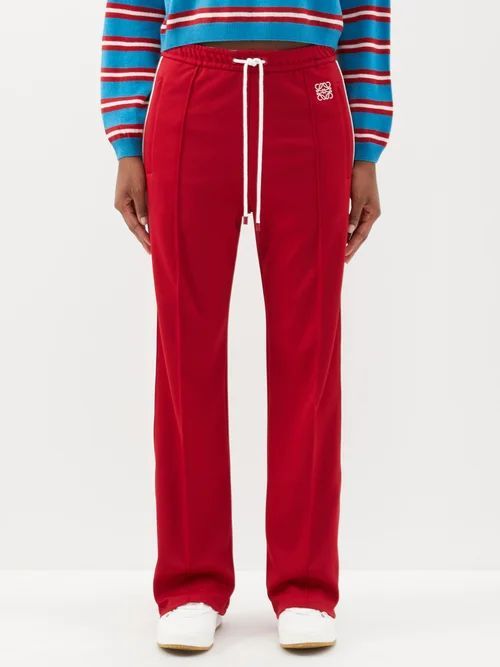Anagram-embroidered Jersey Track Pants - Womens - Red