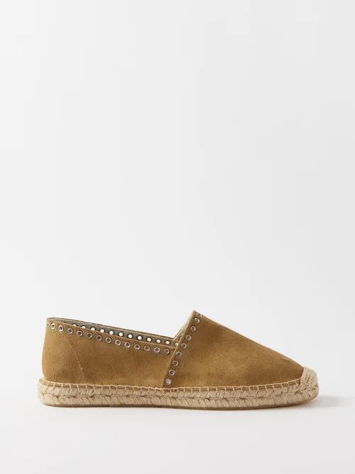 Canae Eyelet-embellished Suede Espadrilles - Womens - Taupe