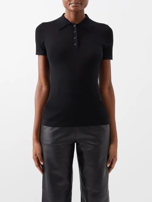 Hattie Merino Polo Shirt - Womens - Black