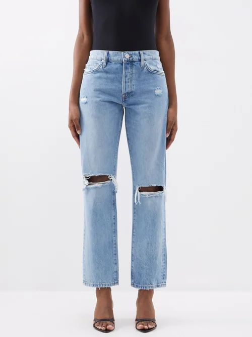 Le Slouch Distressed Jeans - Womens - Light Denim