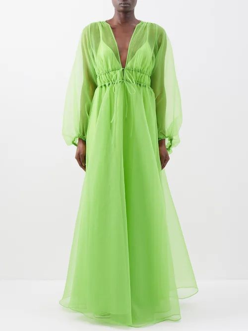 Shelby V-neck Organza Dress - Womens - Green