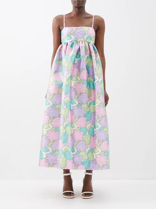 Luella Empire-waist Floral-print Twill Dress - Womens - Multi