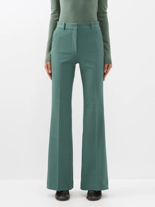 Morrissey Tailored Flared Trousers - Womens - Dark Green