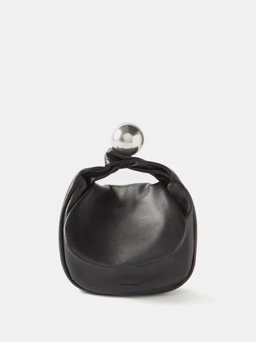 Sphere-handle Leather Clutch Bag - Womens - Black