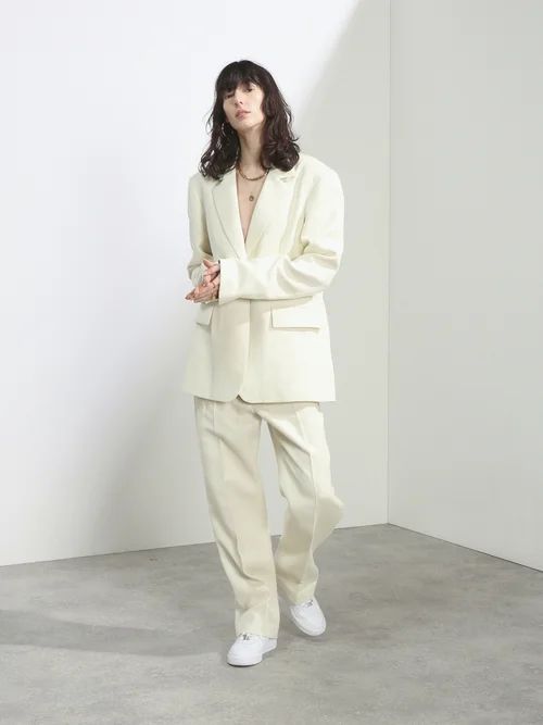 Relaxed Ramie And Cotton-blend Tailored Trouser - Womens - Ivory