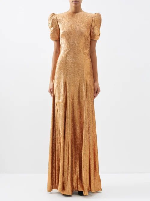 The American Bow-trimmed Lamé Gown - Womens - Bronze