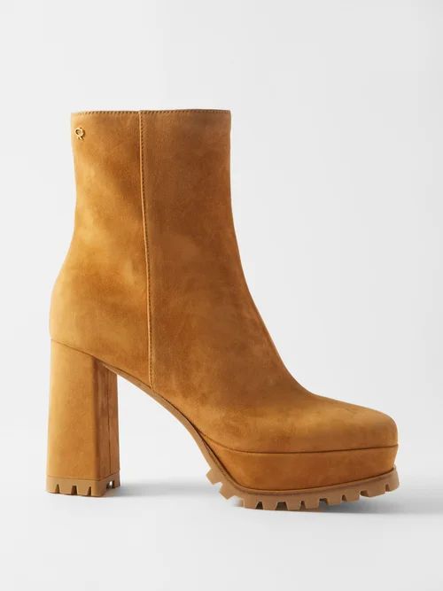 Platform 70 Suede Ankle Boots - Womens - Brown