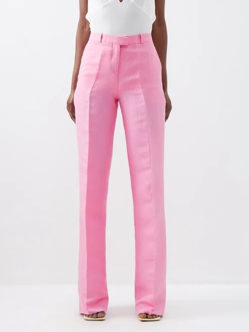 Tailored Twill Trousers - Womens - Pink