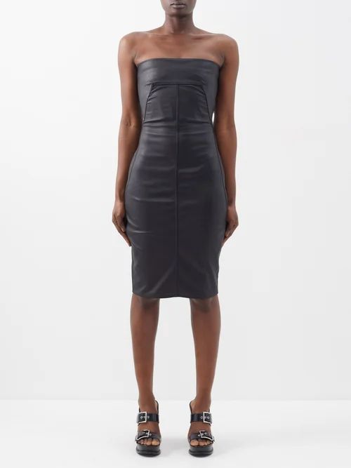Strapless Leather-blend Strapless Dress - Womens - Black
