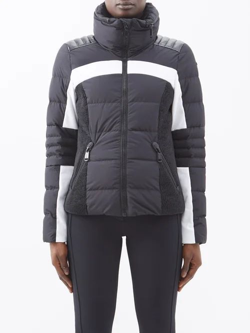 Madison Hooded Down Ski Jacket - Womens - Black White