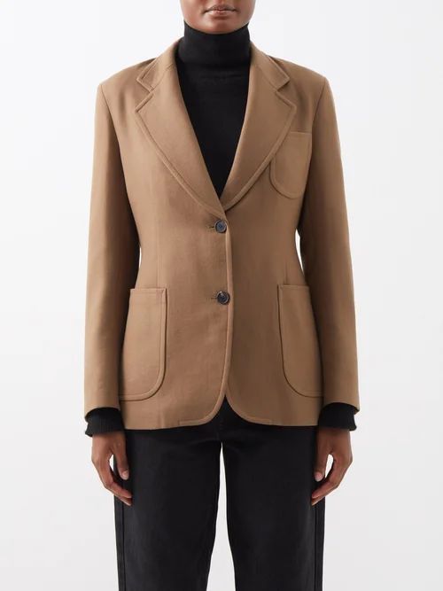 Milto Wool-blend Hopsack Suit Blazer - Womens - Khaki