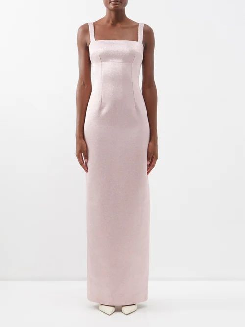 Michelina Square-neck Cloqué-lamé Gown - Womens - Pink
