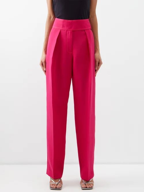 High-rise Tapered Suit Trousers - Womens - Pink