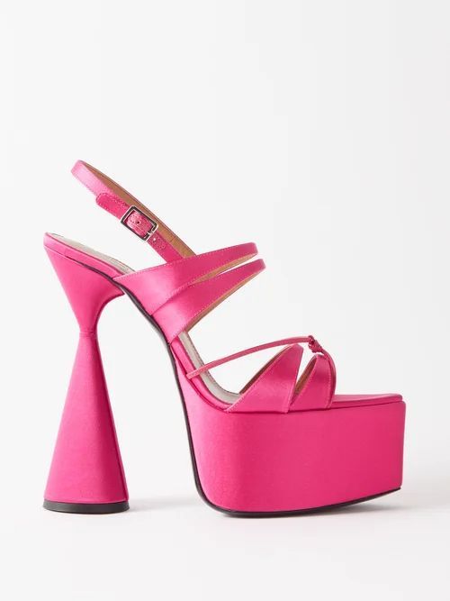Belle 150 Satin Platform Sandals - Womens - Pink