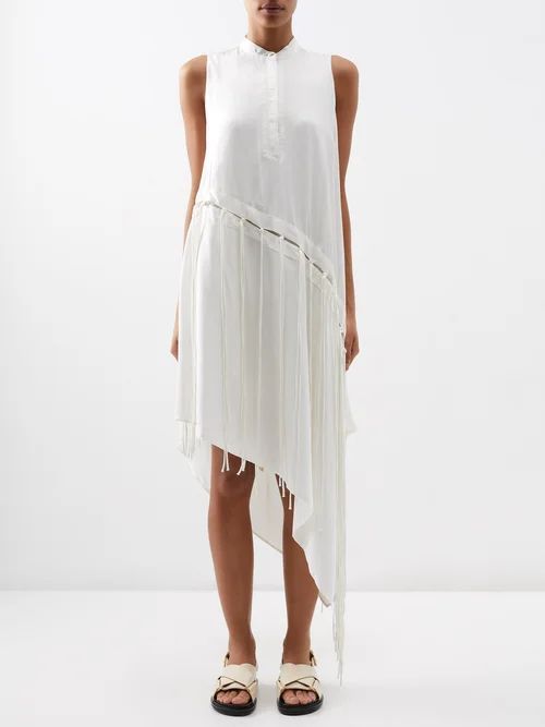 Palmer//harding - Asymmetric Ecovero Midi Shirt Dress - Womens - Ivory