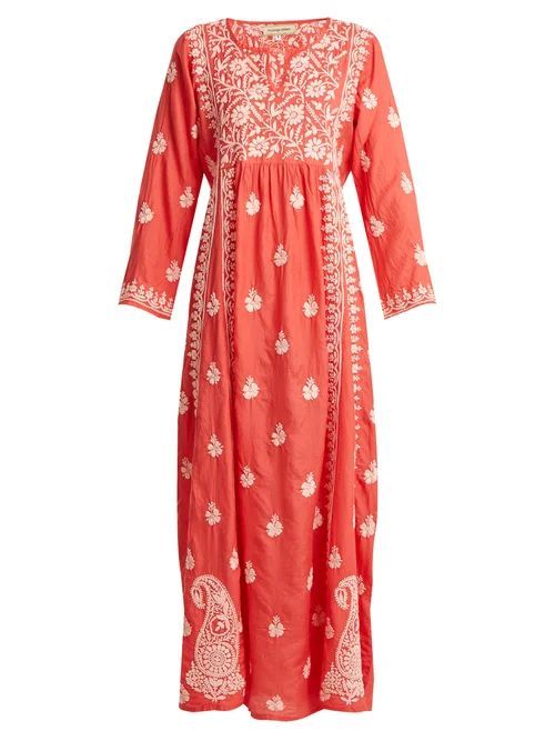 Floral Embroidered Silk Dress - Womens - Pink