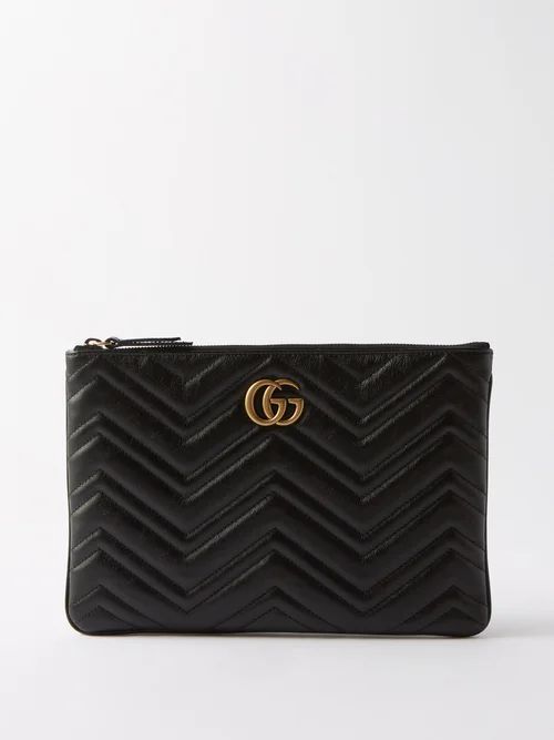 GG Marmont Quilted Leather Pouch - Womens - Black