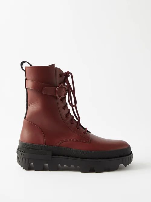 Carinne Lace-up Leather Boots - Womens - Burgundy