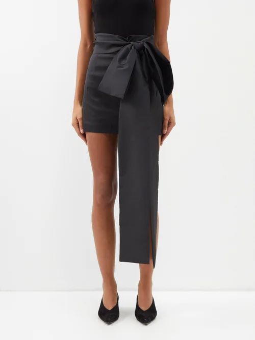 Bernard Bow-waist Taffeta Mini Skirt - Womens - Black