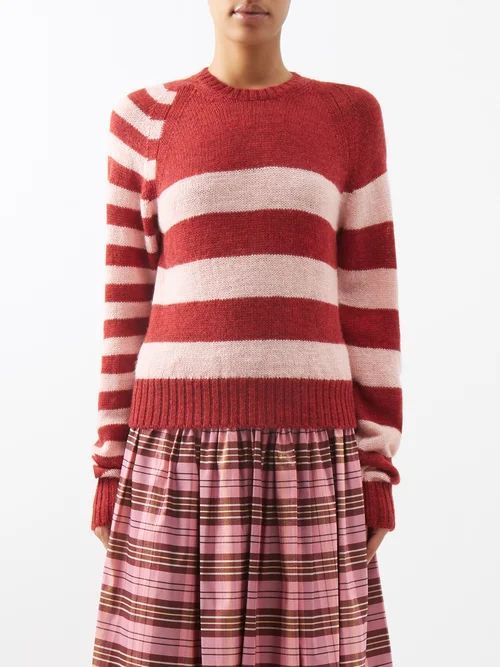 Ines Striped Lambswool Sweater - Womens - Burgundy Multi