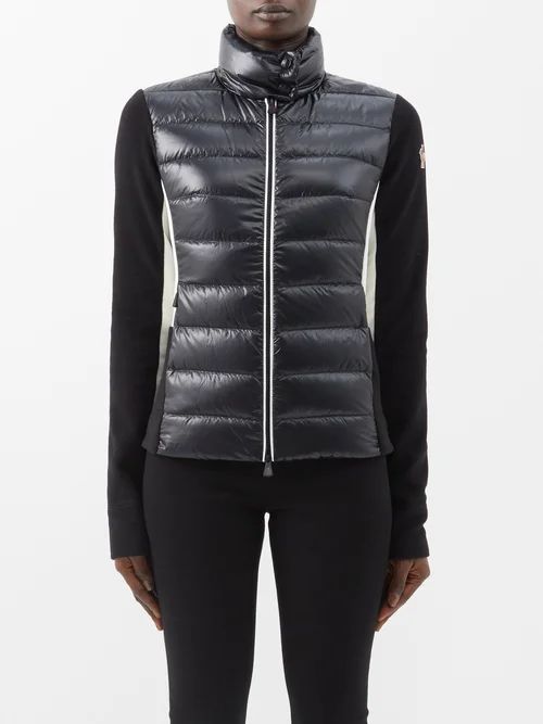High-neck Quilted Down Ski Cardigan - Womens - Black