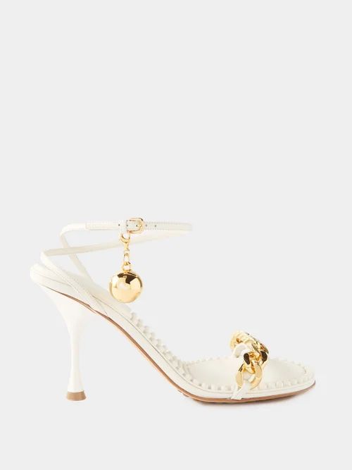 Dot Chain-strap Leather Sandals - Womens - Beige