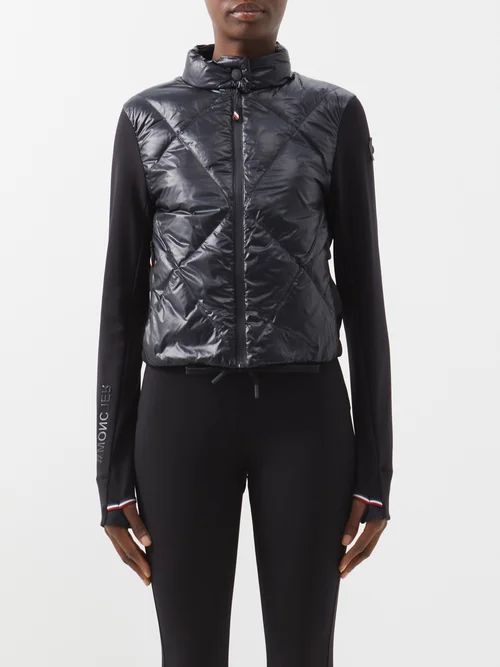 Jersey-sleeve Padded Laqué-nylon Down Jacket - Womens - Black