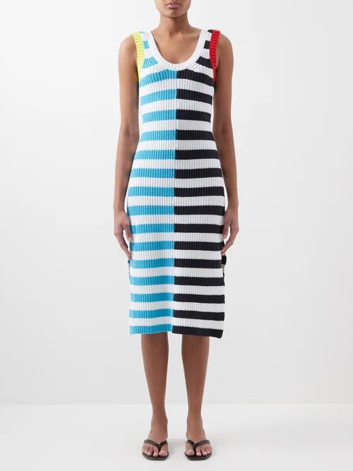 Seashore Striped Knitted Cotton-blend Dress - Womens - Multi