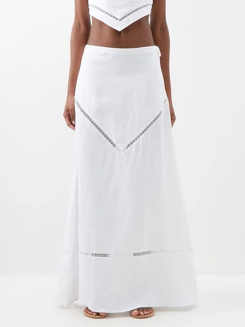 Kathleen Linen Maxi Skirt - Womens - White