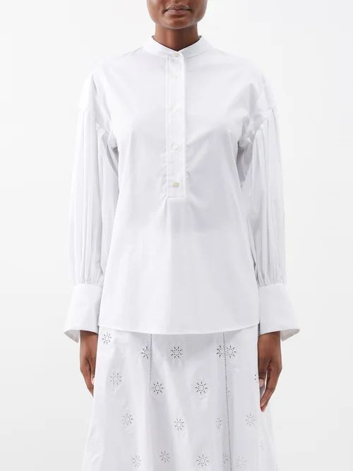Ampton Pleated-sleeve Cotton-poplin Shirt - Womens - White