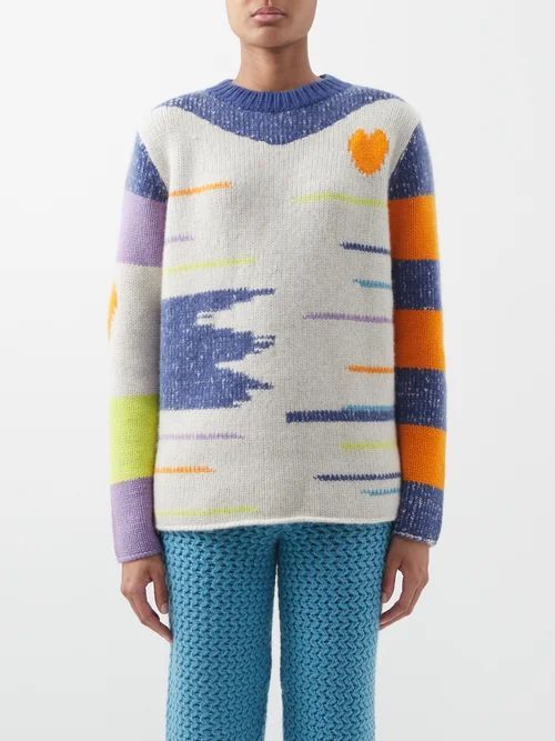 Love N Stripes Jacquard-knit Cashmere Sweater - Womens - Multi