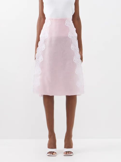 Lace-trim Organza Skirt - Womens - Pink