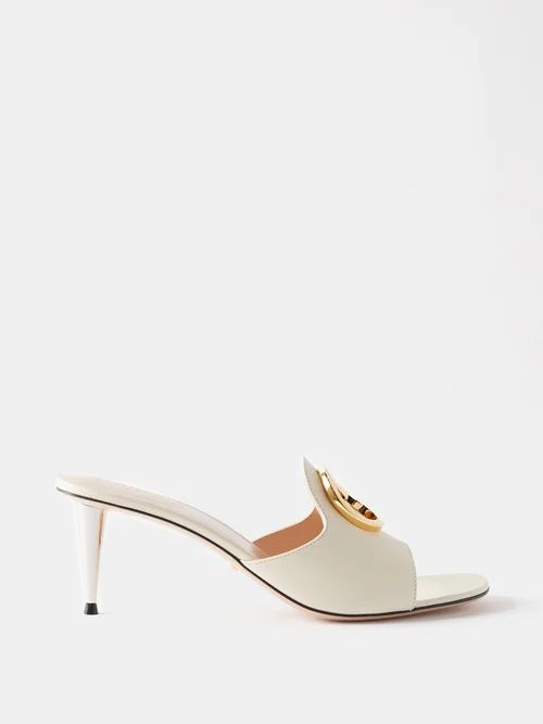 Blondie Gg-motif Leather Mules - Womens - Cream