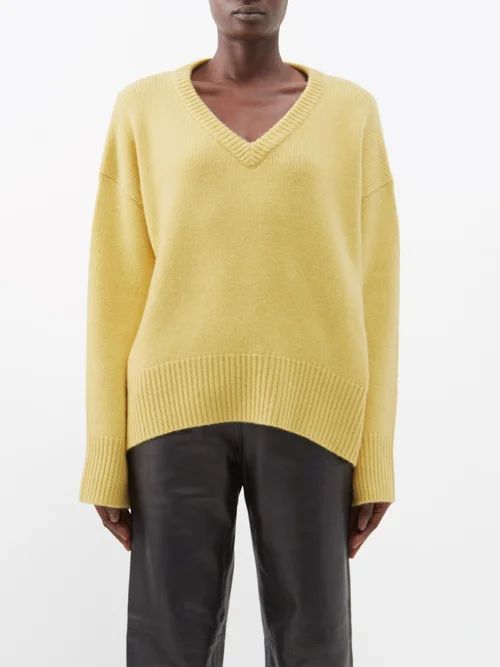 Battersea V-neck Cashmere Sweater - Womens - Yellow